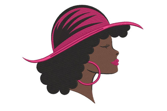 Beautiful Black Woman with Hat: A Versatile Embroidery Design