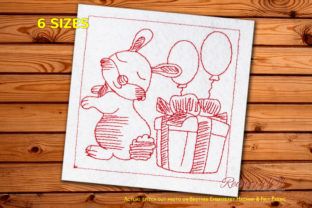 Easter Egg Gift with Bunny Redwork