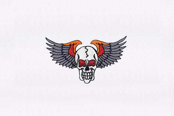 Wings Human Skull Embroidery Review for Boutique Sweatshirts